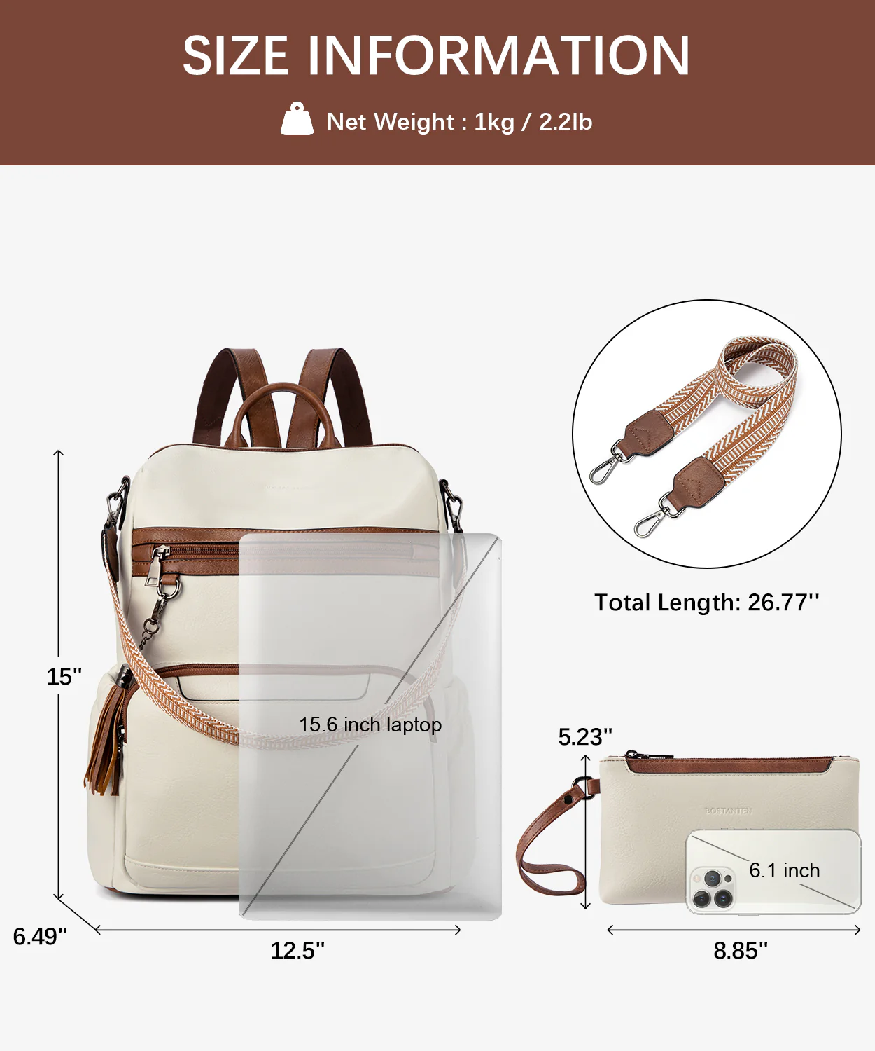 Nombongo Large Convertible Backpack Travel Bag - Two Sizes - Image 10