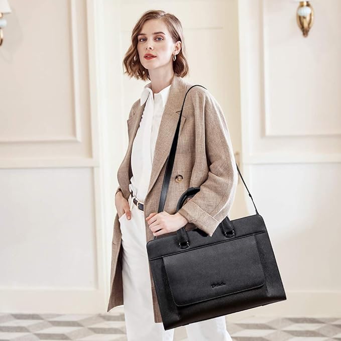 Mizuki Black Leather Briefcase Women's - Messenger Bags - Image 12
