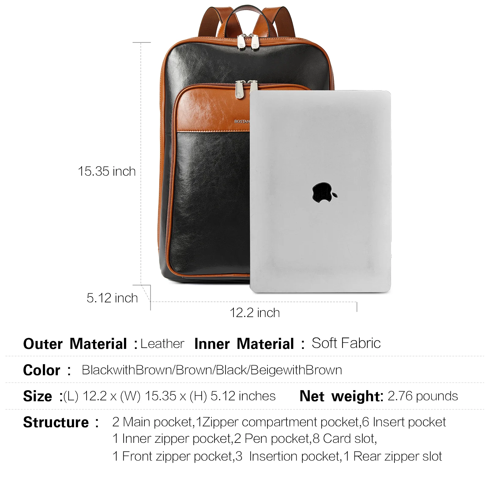 Vrba Large Genuine Leather Backpack Purse - Image 3