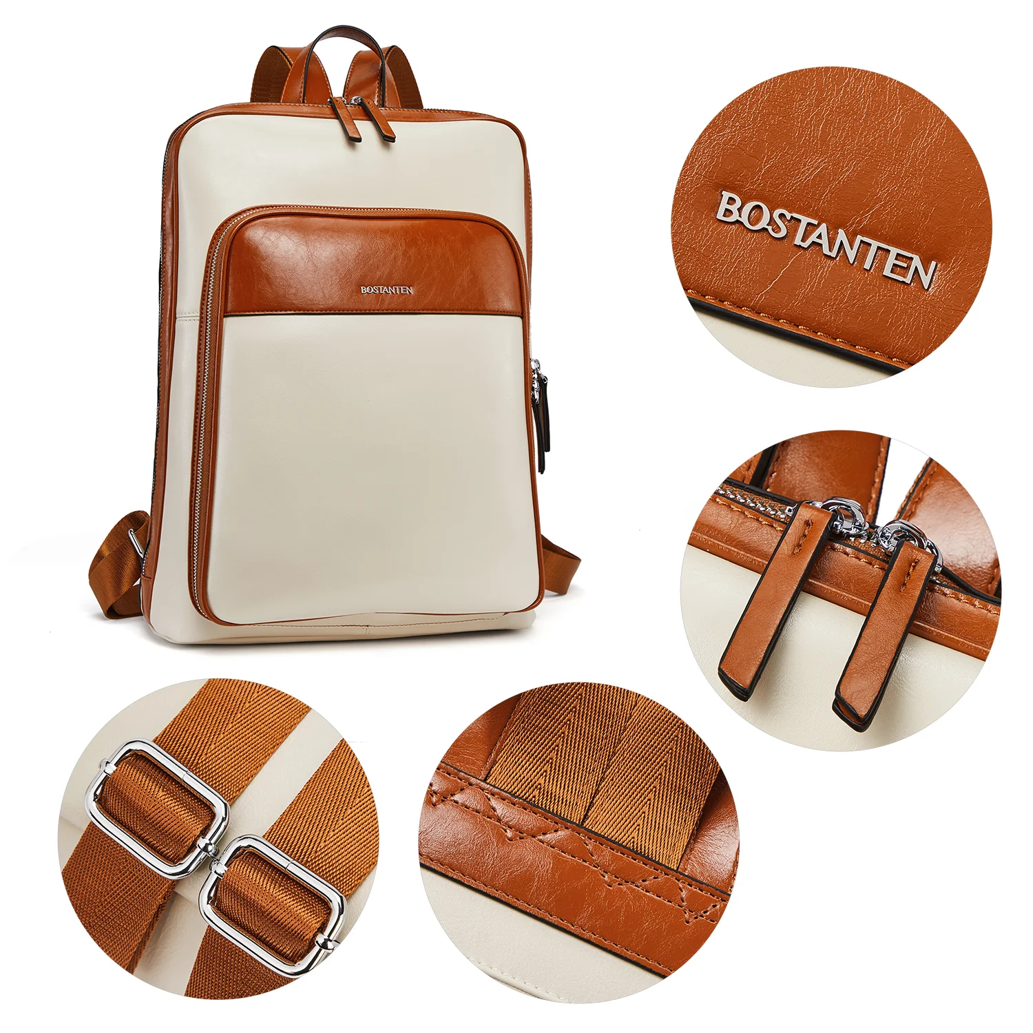 Vallis Vintage Leather Laptop College Travel Backpack - Image 6