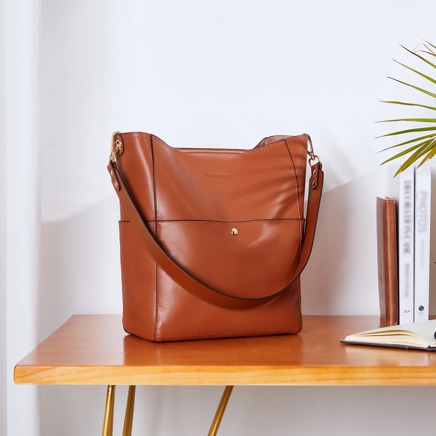 Lotty Genuine Leather Bucket Bag With 2 Shoulder Straps - Image 11