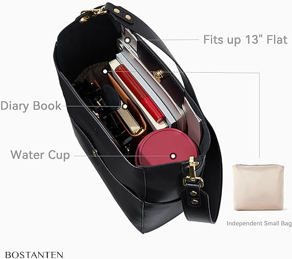Lotty Genuine Leather Bucket Bag With 2 Shoulder Straps - Image 17