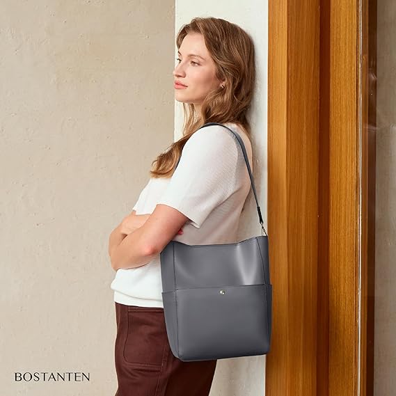 Lotty Genuine Leather Bucket Bag With 2 Shoulder Straps - Image 21