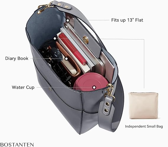 Lotty Genuine Leather Bucket Bag With 2 Shoulder Straps - Image 24