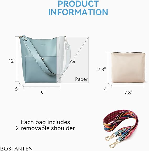 Lotty Genuine Leather Bucket Bag With 2 Shoulder Straps - Image 31