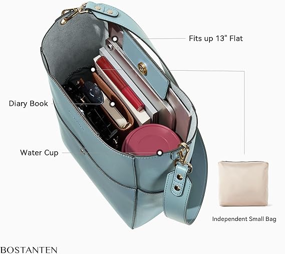 Lotty Genuine Leather Bucket Bag With 2 Shoulder Straps - Image 33