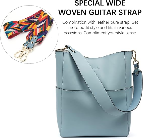 Lotty Genuine Leather Bucket Bag With 2 Shoulder Straps - Image 35