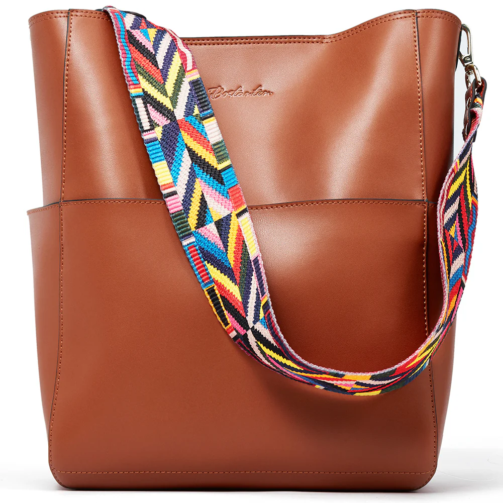 Lotty Genuine Leather Bucket Bag With 2 Shoulder Straps - Image 4