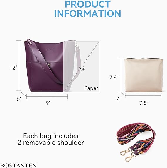 Lotty Genuine Leather Bucket Bag With 2 Shoulder Straps - Image 57