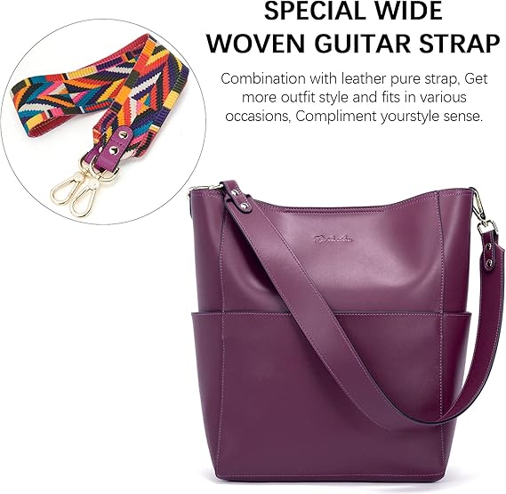Lotty Genuine Leather Bucket Bag With 2 Shoulder Straps - Image 58