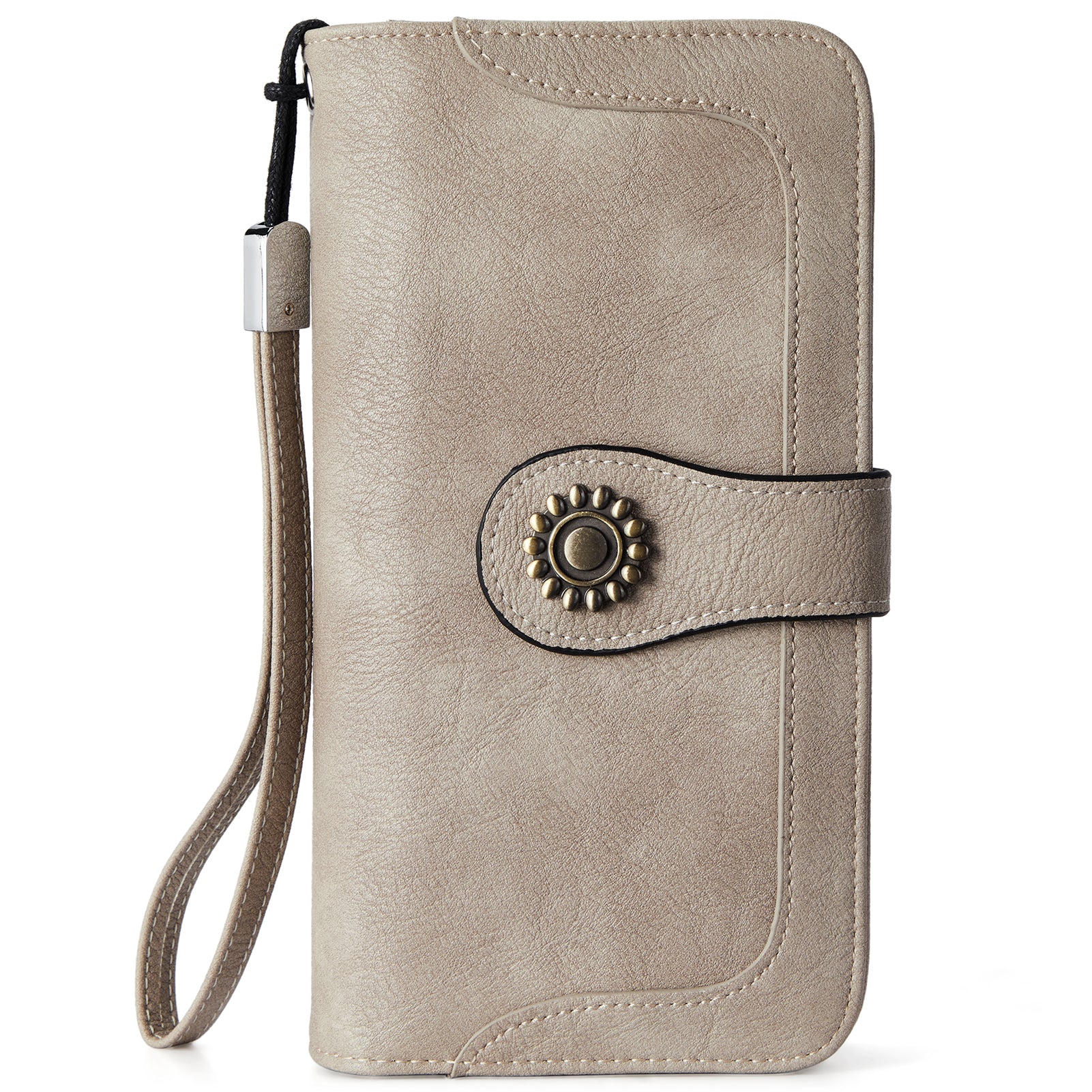 Lomy Sunflower Clasp Large Leather Wristlet Clutch For Women - Image 19