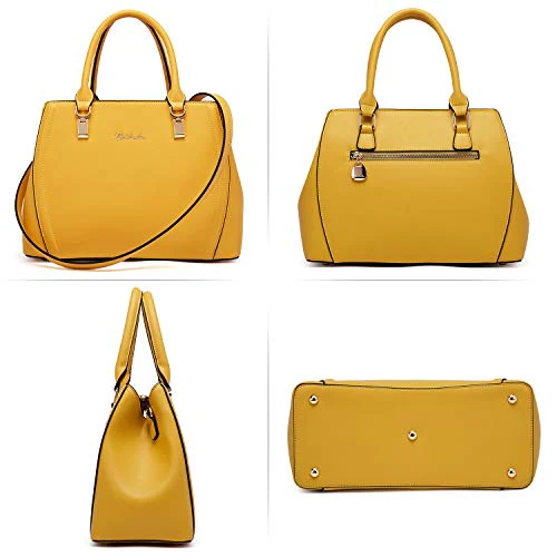 Designer 11'' Leather Satchel With Crossbody Strap - Image 18
