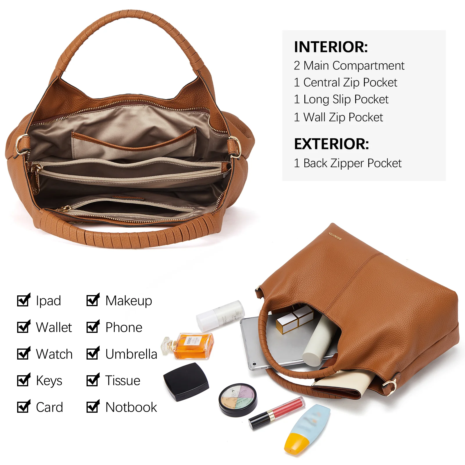 Nevin Genuine Leather Satchel Hobo Top Handle Tote Handbags - Image 13